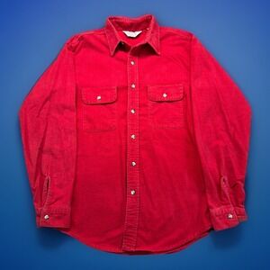 VTG Five Brother Flannel Mens Red Chamois Long Sleeve Shirt Size M USA Made